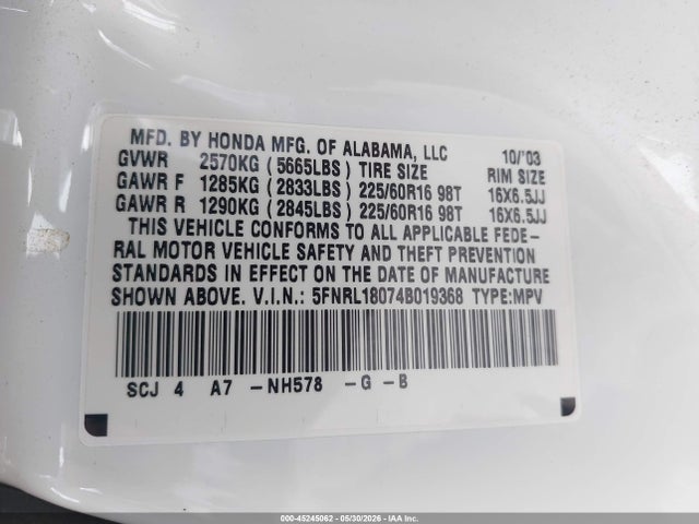 Honda Odyssey Ex-l