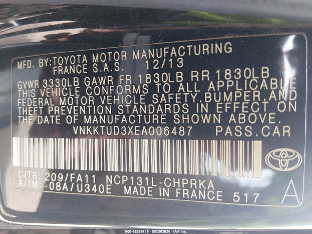 Toyota Yaris Le (tmmf Plant)