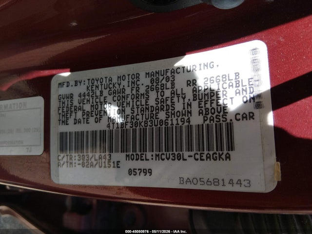 Toyota Camry Xle V6