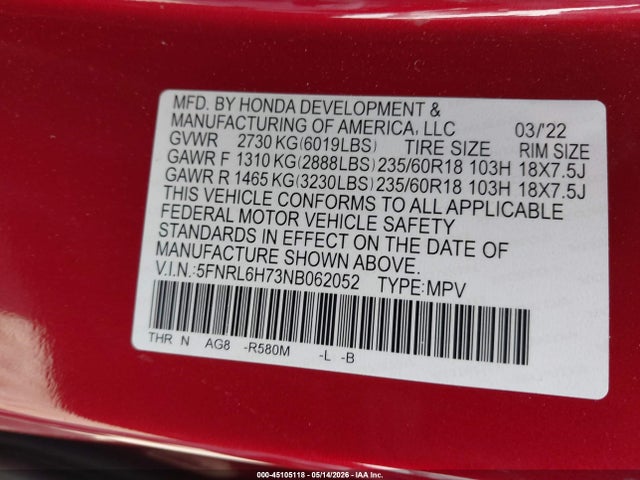 Honda Odyssey Ex-l