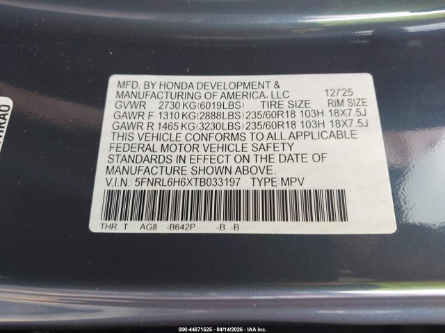 Honda Odyssey Ex-l