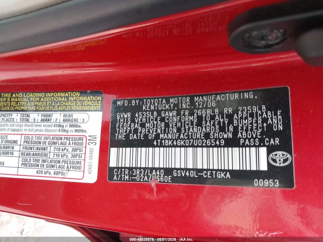 Toyota Camry Xle V6