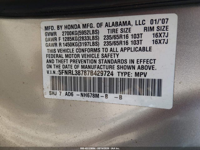 Honda Odyssey Ex-l