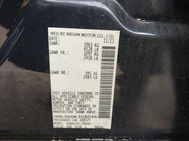 Nissan Altima Sv Fwd