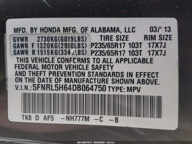 Honda Odyssey Ex-l