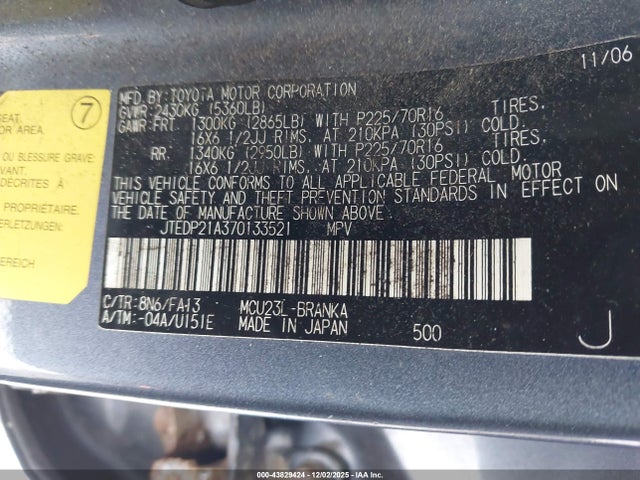 Toyota Highlander 3rd Row