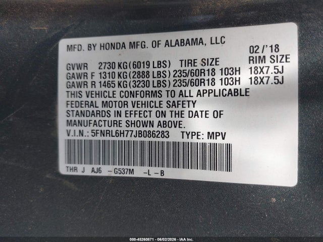 Honda Odyssey Ex-l