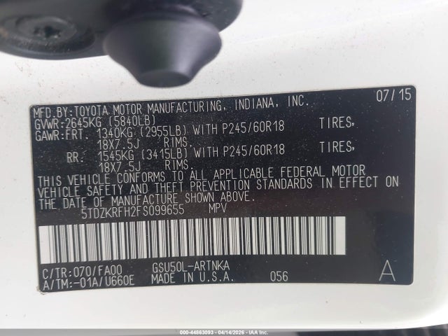 Toyota Highlander Le Plus V6