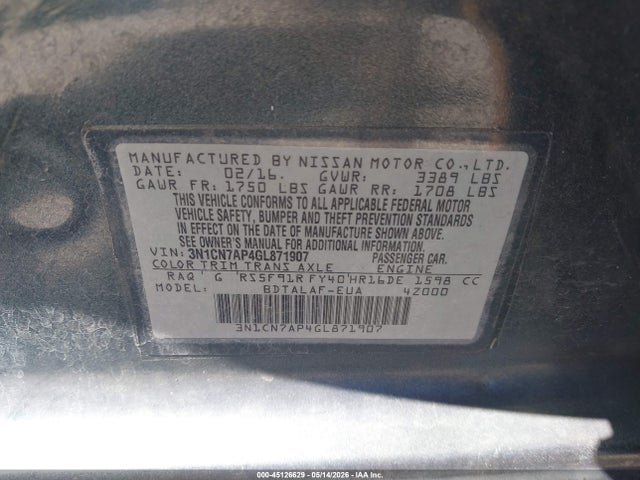 Nissan Versa 1.6 S