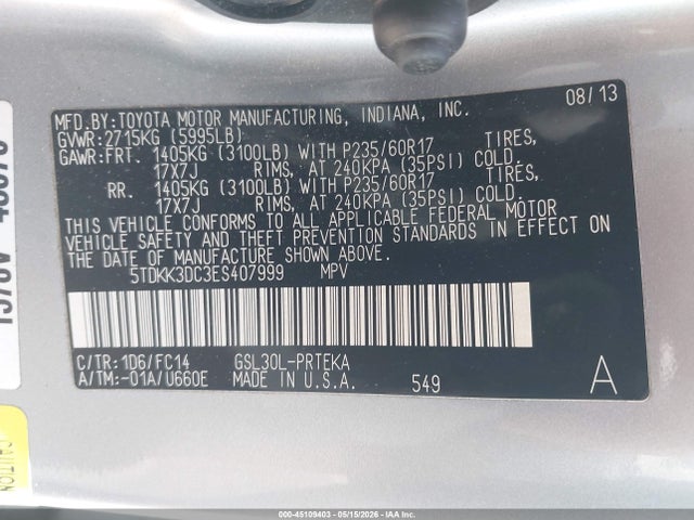 Toyota Sienna Le V6 8 Passenger