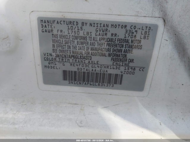Nissan Versa 1.6 S