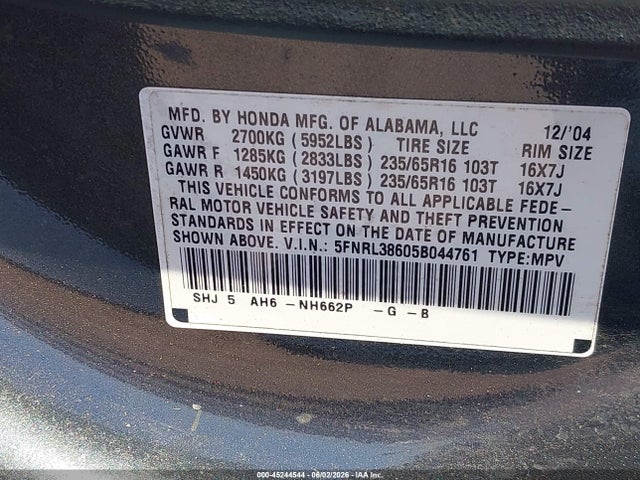 Honda Odyssey Ex-l