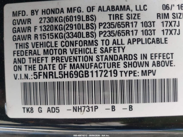 Honda Odyssey Ex-l
