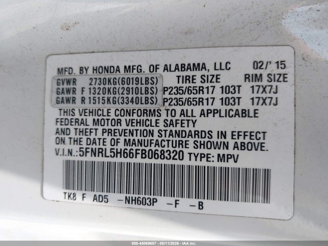 Honda Odyssey Ex-l