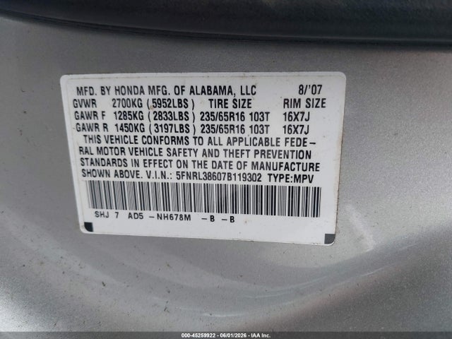 Honda Odyssey Ex-l