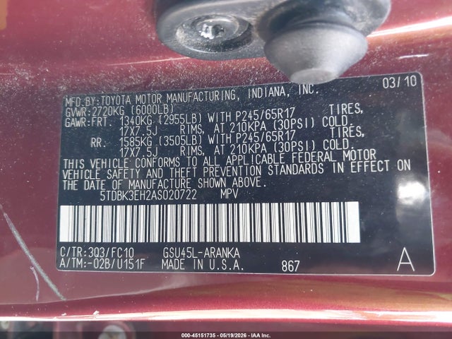 Toyota Highlander Base V6