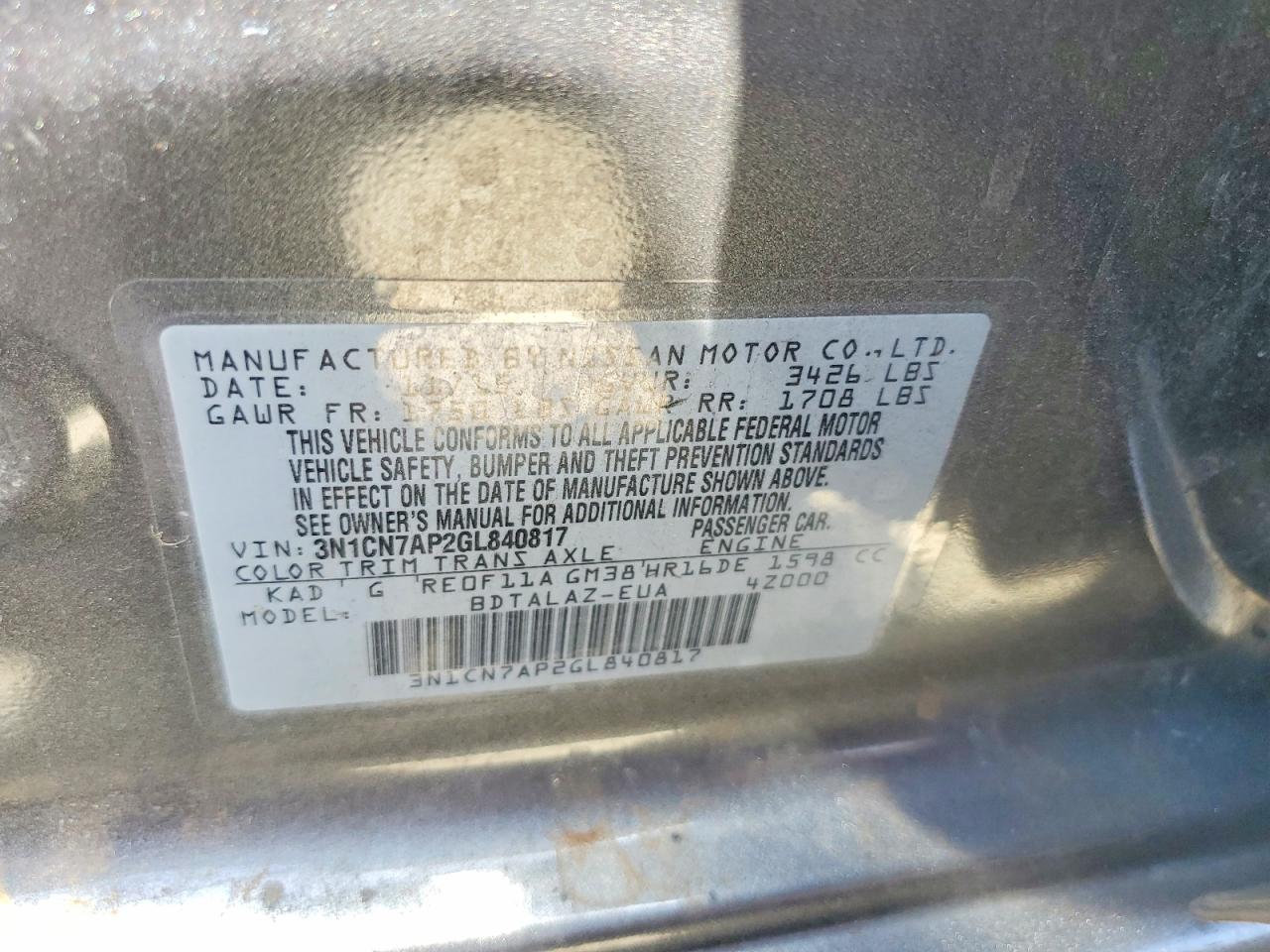Nissan Versa 1.6 S Plus