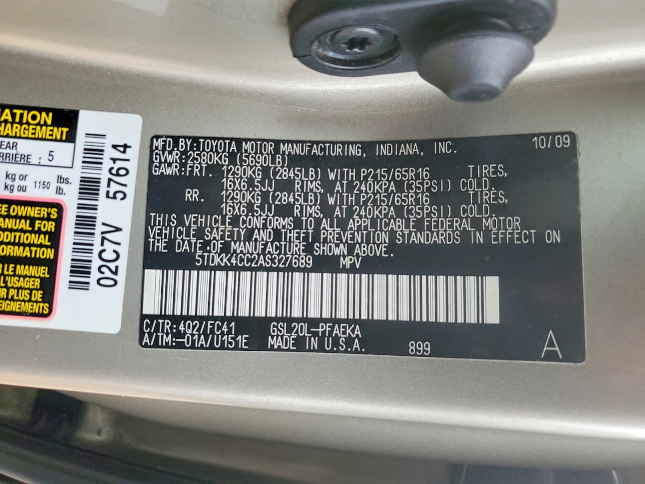 Toyota Sienna Le 7-passenger