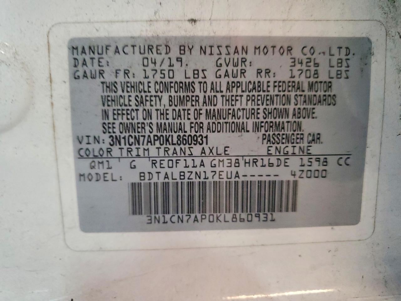 Nissan Versa Sv