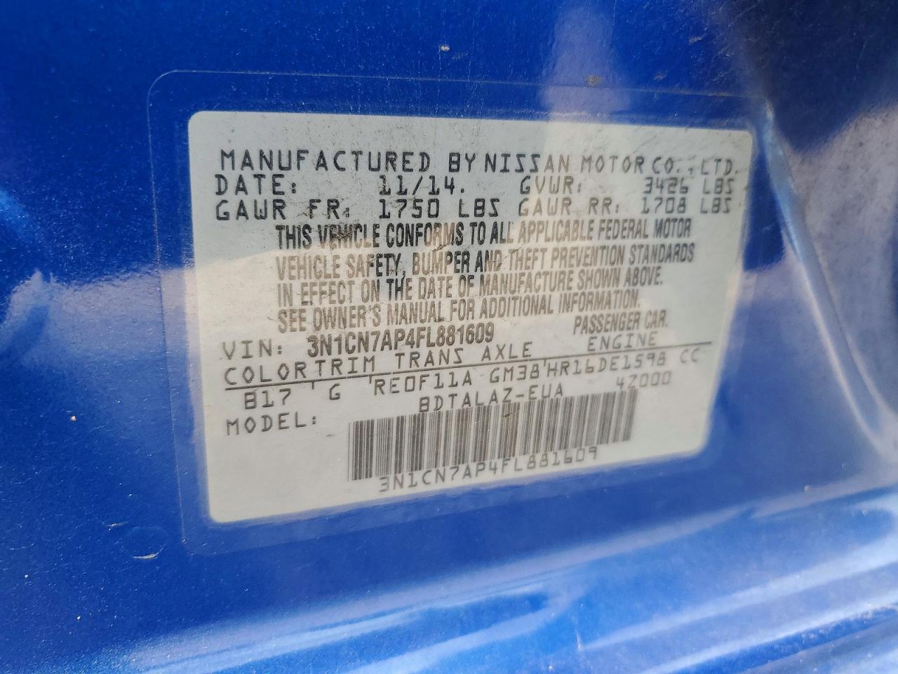 Nissan Versa 1.6 S Plus