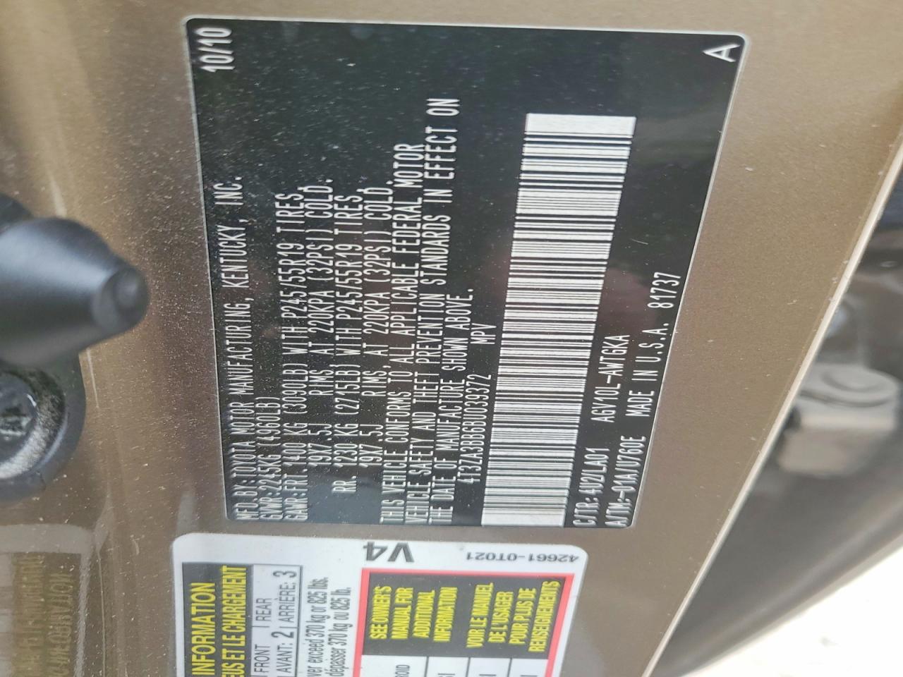 Toyota Venza Fwd Fwd 4cyl