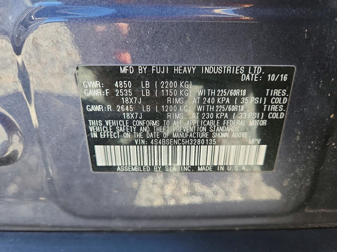 Subaru Outback 3.6r Limited