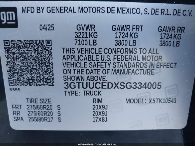 GMC Sierra 1500 4wd  Short Box Elevation With 3sb