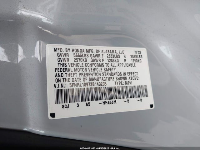 Honda Odyssey Ex-l