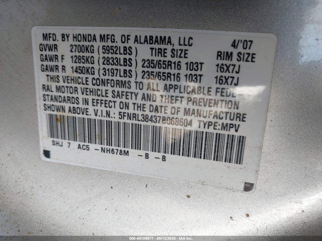 Honda Odyssey Ex