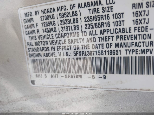 Honda Odyssey Ex-l