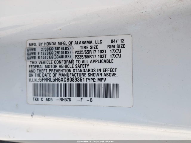 Honda Odyssey Ex-l