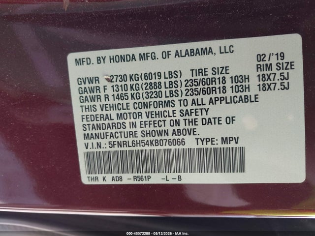 Honda Odyssey Ex