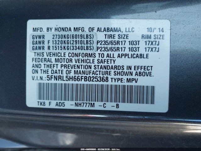 Honda Odyssey Ex-l