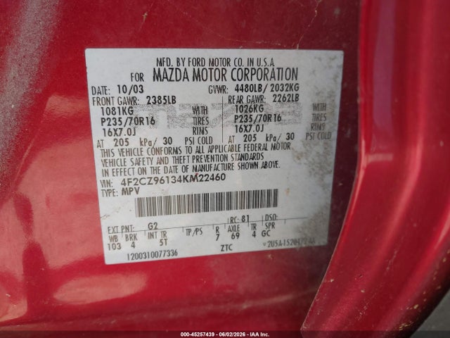 Mazda Tribute Es V6