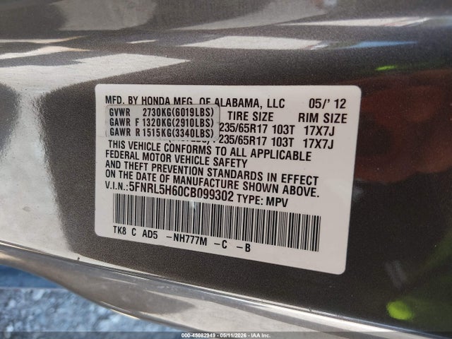 Honda Odyssey Ex-l