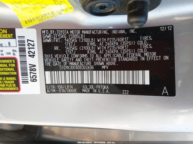 Toyota Sienna Xle V6 8 Passenger