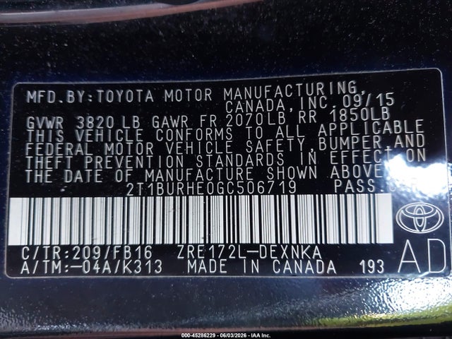 Toyota Corolla Le