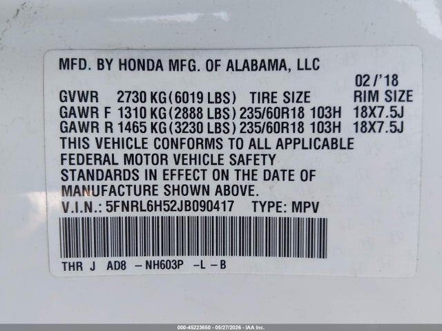 Honda Odyssey Ex