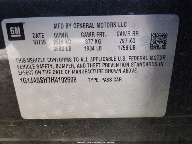 Chevrolet Sonic Ls Manual