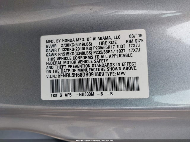 Honda Odyssey Ex-l