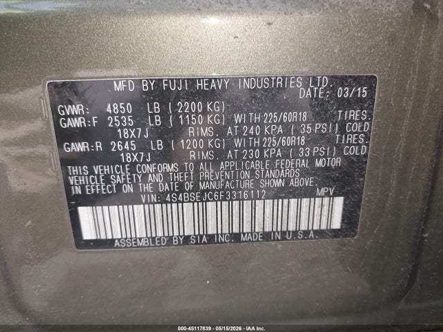 Subaru Outback 3.6r Limited