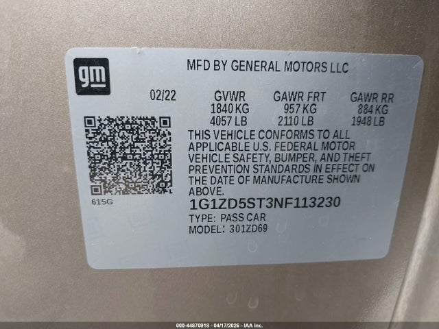Chevrolet Malibu Fwd Lt