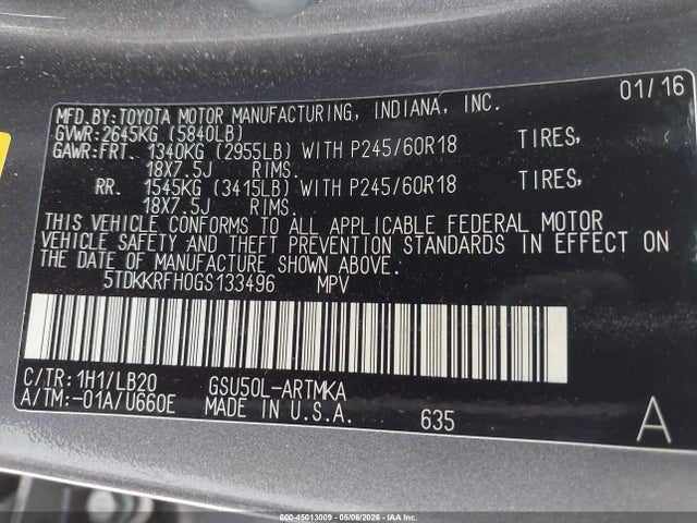 Toyota Highlander Xle V6
