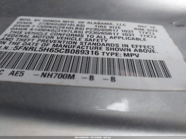 Honda Odyssey Ex-l