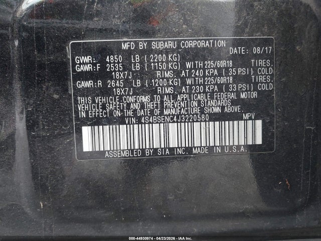 Subaru Outback 3.6r Limited