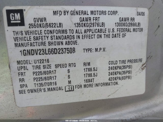 Chevrolet Uplander Ls