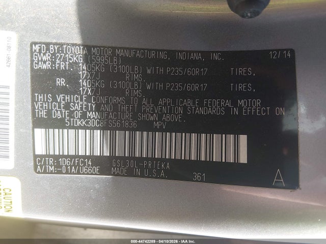 Toyota Sienna Le 8 Passenger