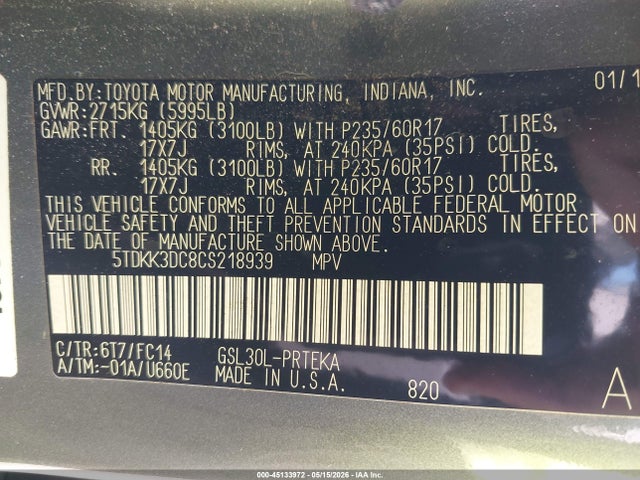 Toyota Sienna Le V6 8 Passenger