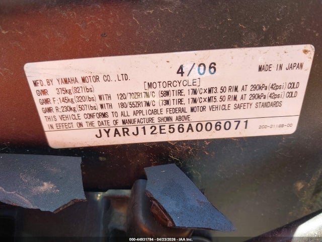 Yamaha Yzfr6 L