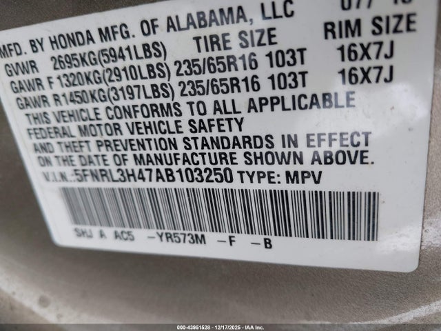 Honda Odyssey Ex